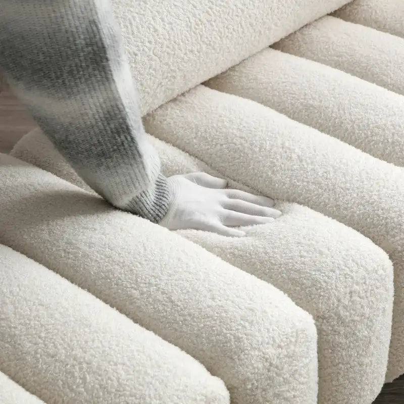 Modern End of Bed Bench Sherpa Fabric