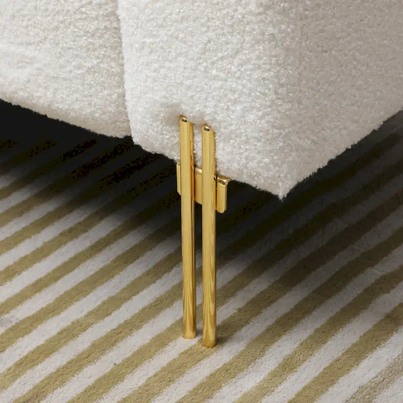 Modern End of Bed Bench Sherpa Fabric