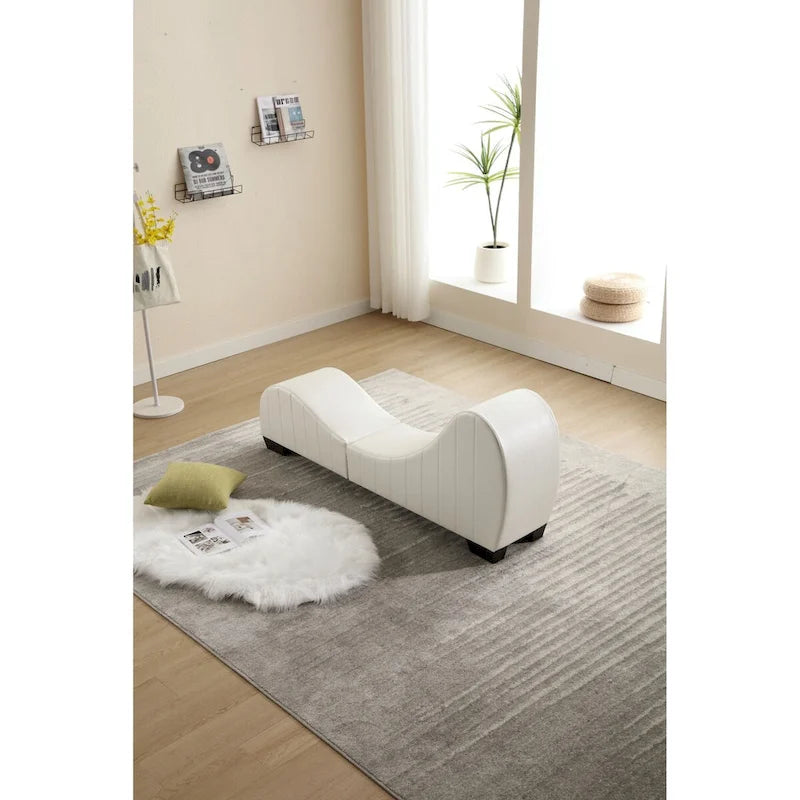 Factory Direct Yoga Chaise Lounge Collection for Stretching & Relaxation Modern Faux Leather Curved Sofa