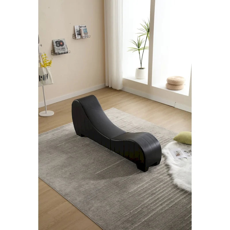 Factory Direct Yoga Chaise Lounge Collection for Stretching & Relaxation Modern Faux Leather Curved Sofa