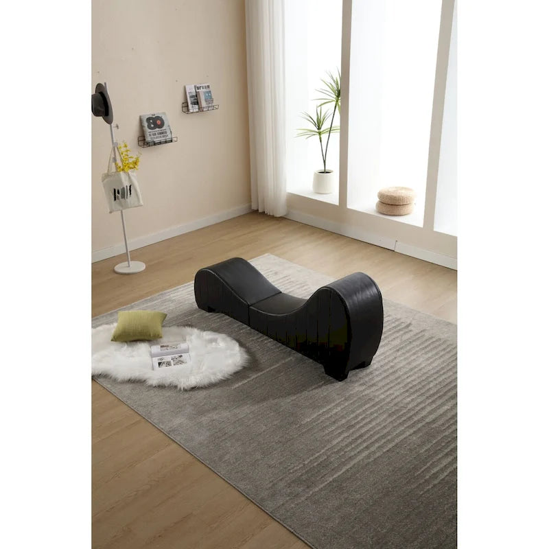Factory Direct Yoga Chaise Lounge Collection for Stretching & Relaxation Modern Faux Leather Curved Sofa