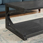 Table basse unique, table basse moderne en bois massif de 60,5 cm avec rangement, table basse en bois massif de forme spéciale