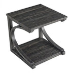 Table basse unique, table basse moderne en bois massif de 60,5 cm avec rangement, table basse en bois massif de forme spéciale