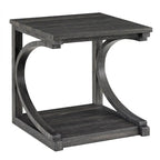 Table basse unique, table basse moderne en bois massif de 60,5 cm avec rangement, table basse en bois massif de forme spéciale