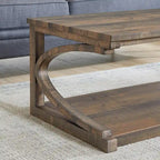 Table basse unique, table basse moderne en bois massif de 60,5 cm avec rangement, table basse en bois massif de forme spéciale