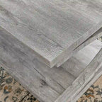 Table basse unique, table basse moderne en bois massif de 60,5 cm avec rangement, table basse en bois massif de forme spéciale