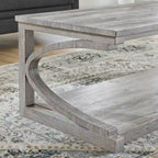 Table basse unique, table basse moderne en bois massif de 60,5 cm avec rangement, table basse en bois massif de forme spéciale