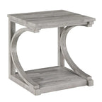 Table basse unique, table basse moderne en bois massif de 60,5 cm avec rangement, table basse en bois massif de forme spéciale