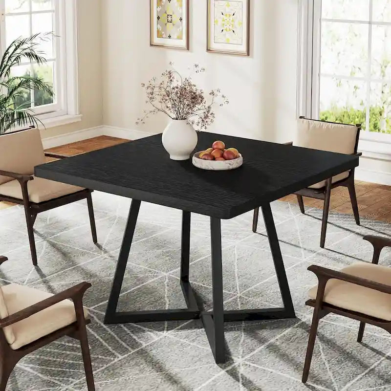 Square Dining Table for 4, 31.5 Industrial Dinner Table for Small Space