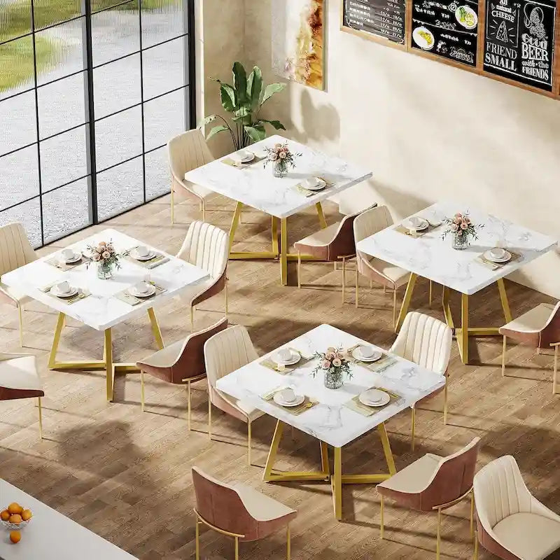 Square Dining Table for 4, 31.5 Industrial Dinner Table for Small Space