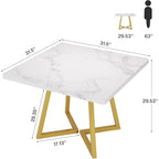 Square Dining Table for 4, 31.5 Industrial Dinner Table for Small Space