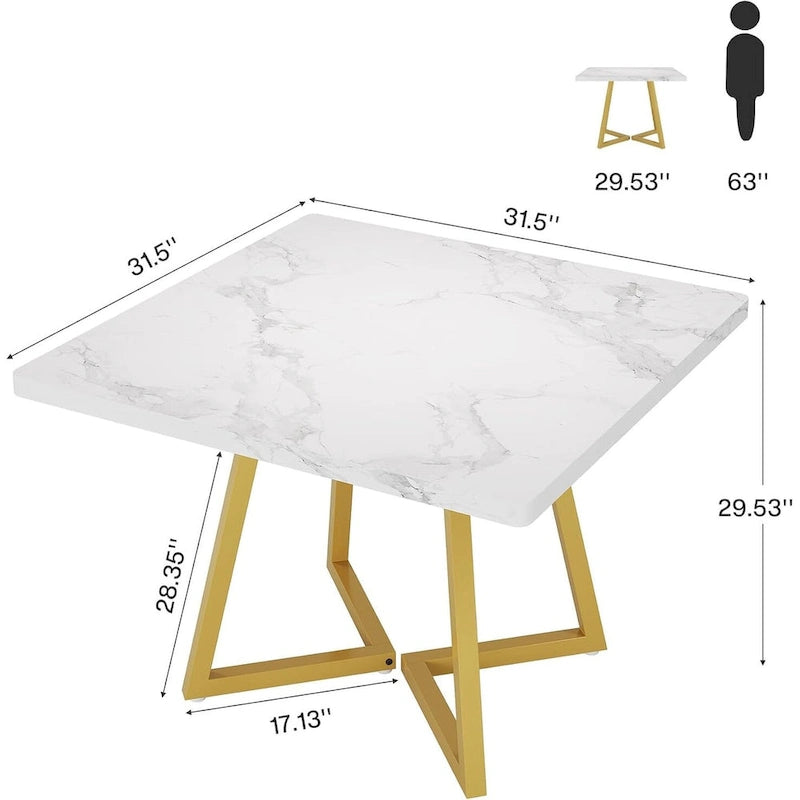 Square Dining Table for 4, 31.5 Industrial Dinner Table for Small Space