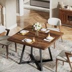 Square Dining Table for 4, 31.5 Industrial Dinner Table for Small Space
