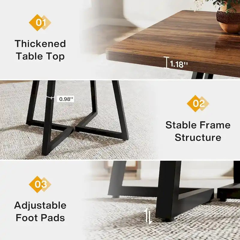 Square Dining Table for 4, 31.5 Industrial Dinner Table for Small Space