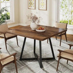 Square Dining Table for 4, 31.5 Industrial Dinner Table for Small Space