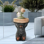 Table socle forêt, décor cabane rustique, 52,8 cm de hauteur, table ours réaliste