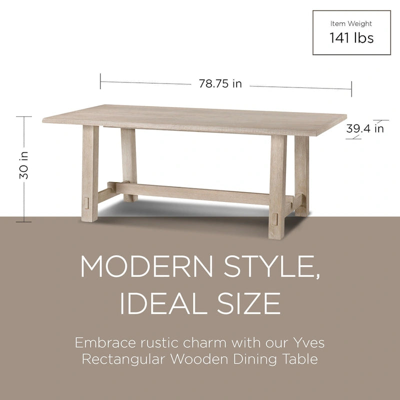 Maven Lane Yves Rectangular Wooden Dining Table in Weathered Black Finish