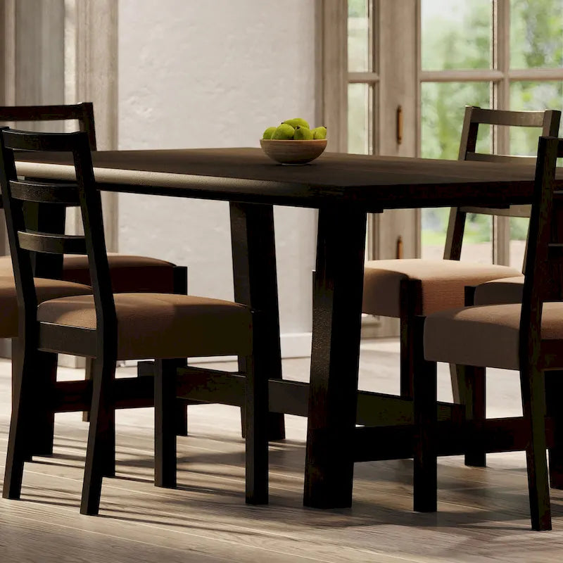 Maven Lane Yves Rectangular Wooden Dining Table in Weathered Black Finish