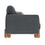 Modern Teddy Fabric Upholstered Sofa w/ Wood Legs and 2 Pillows