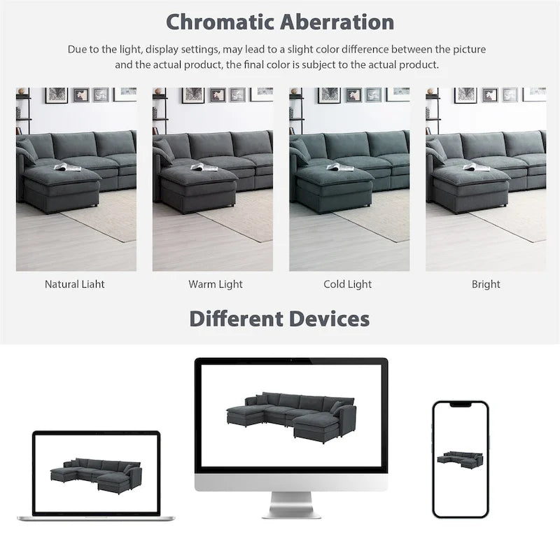134*66 Chenille Modular Sectional Sofa