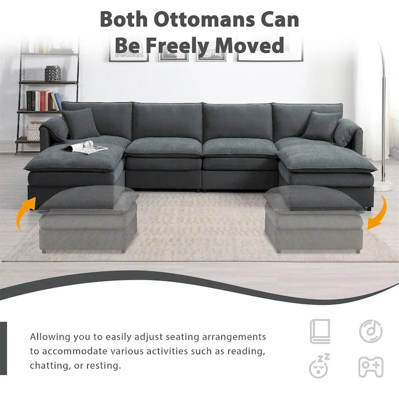 134*66 Chenille Modular Sectional Sofa