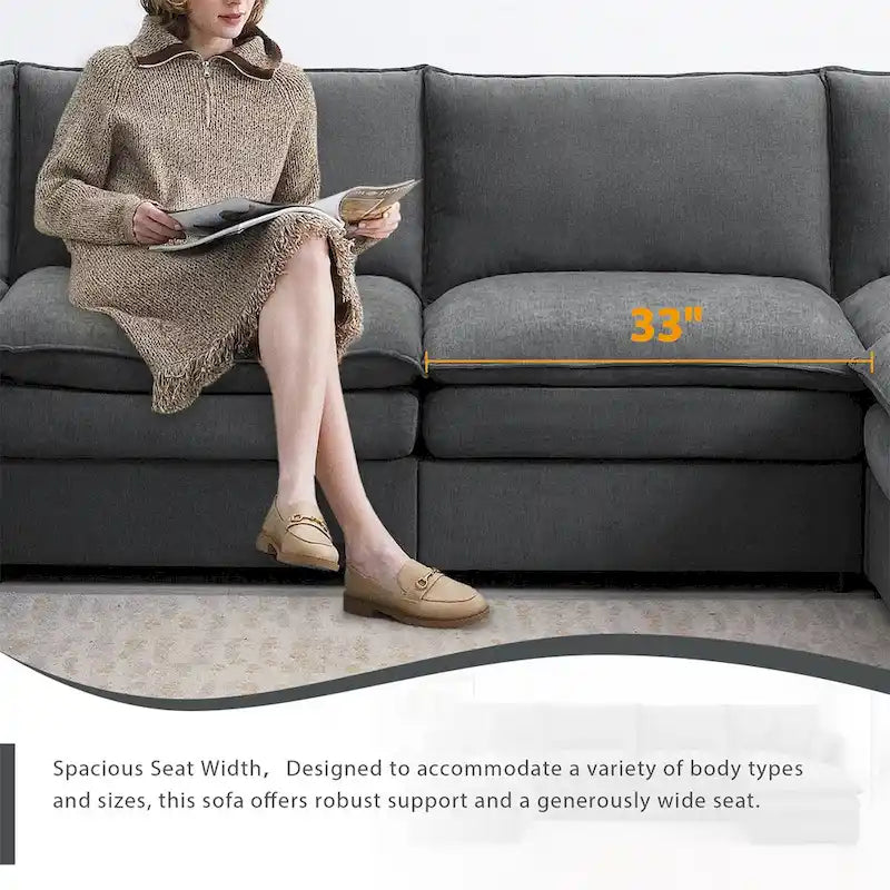 134*66 Chenille Modular Sectional Sofa