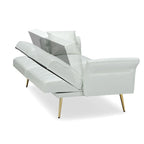 Faux Leather Sofa Bed with Adjustment Armrest