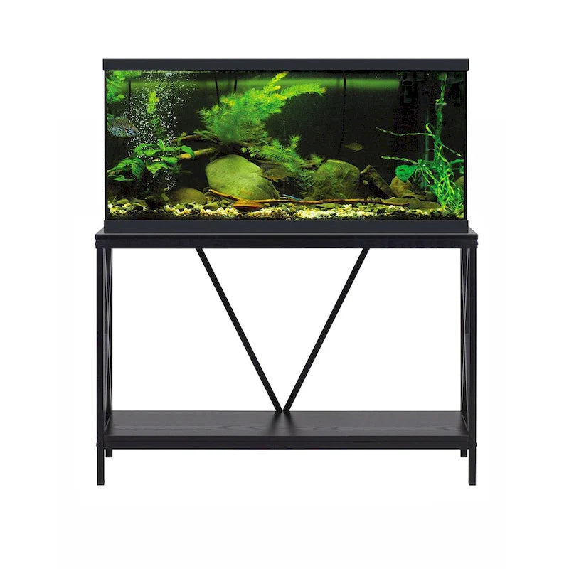 Meuble de support pour aquarium en acier noir Aquatic Fundamentals de 40/55 gallons avec cadre en X
