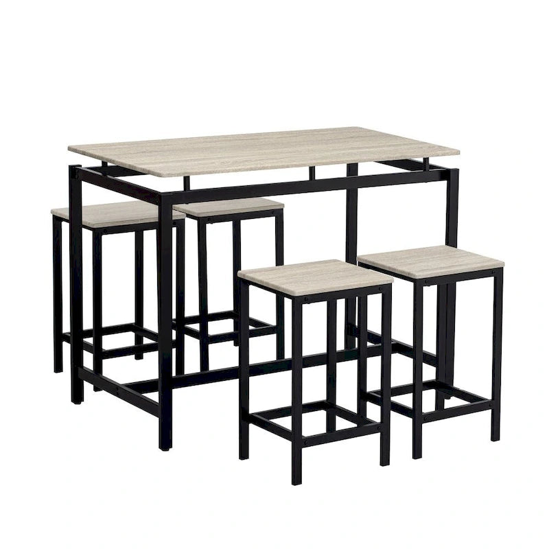 Ensemble de bar compact moderne en chêne 5 pièces