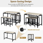 Ensemble de bar compact moderne en chêne 5 pièces