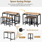 Ensemble de bar compact moderne en chêne 5 pièces