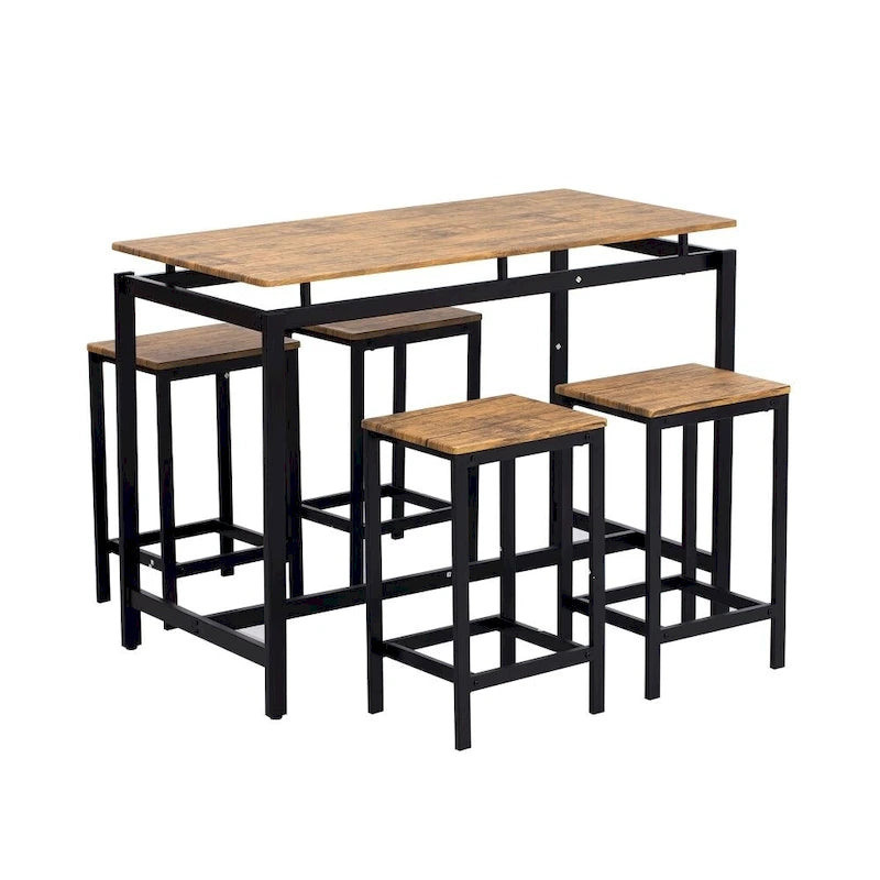 Ensemble de bar compact moderne en chêne 5 pièces