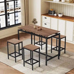 Ensemble de bar compact moderne en chêne 5 pièces