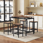 Ensemble de bar compact moderne en chêne 5 pièces