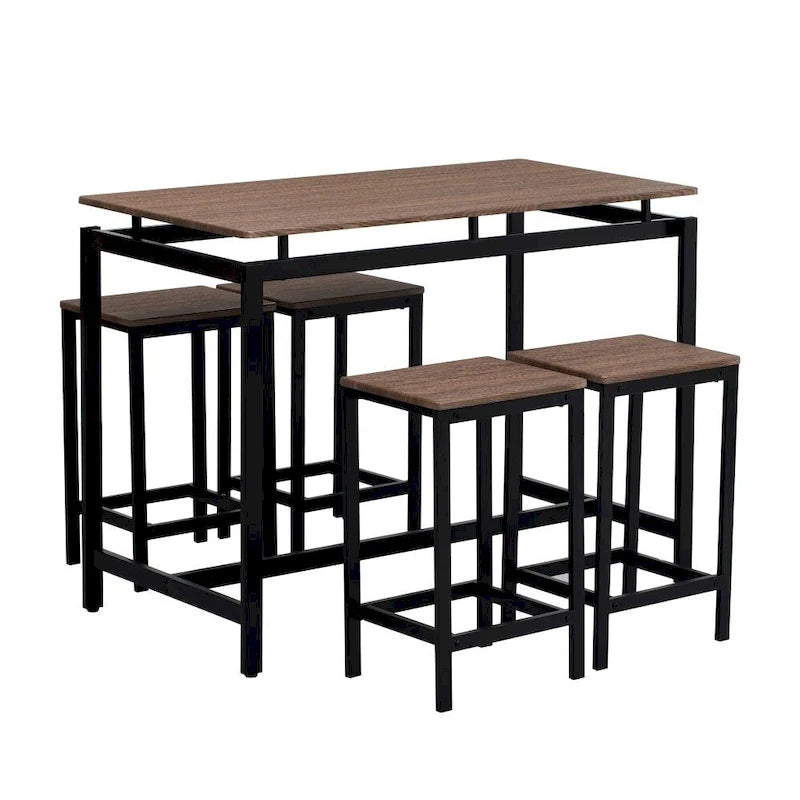 Ensemble de bar compact moderne en chêne 5 pièces