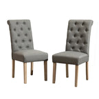 7-piece Dining Set, Turned-Leg Dining Table with 6 Tufted Chairs