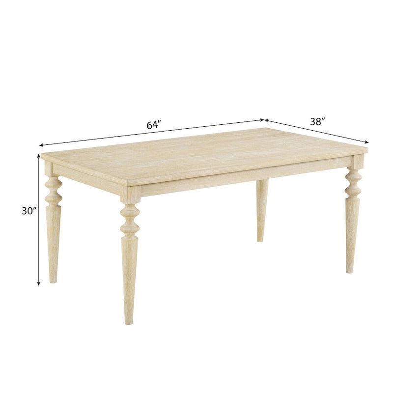 7-piece Dining Set, Turned-Leg Dining Table with 6 Tufted Chairs