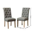 7-piece Dining Set, Turned-Leg Dining Table with 6 Tufted Chairs