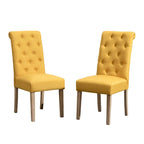 7-piece Dining Set, Turned-Leg Dining Table with 6 Tufted Chairs