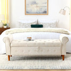 Banc de rangement capitonné à 62 boutons pour chambre à coucher, pouf moderne en tissu, banc de fenêtre, design à accoudoirs roulés pour chambre à coucher