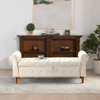 Banc de rangement capitonné à 62 boutons pour chambre à coucher, pouf moderne en tissu, banc de fenêtre, design à accoudoirs roulés pour chambre à coucher
