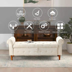 Banc de rangement capitonné à 62 boutons pour chambre à coucher, pouf moderne en tissu, banc de fenêtre, design à accoudoirs roulés pour chambre à coucher