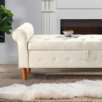 Banc de rangement capitonné à 62 boutons pour chambre à coucher, pouf moderne en tissu, banc de fenêtre, design à accoudoirs roulés pour chambre à coucher