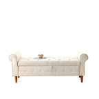 Banc de rangement capitonné à 62 boutons pour chambre à coucher, pouf moderne en tissu, banc de fenêtre, design à accoudoirs roulés pour chambre à coucher