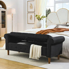 Banc de rangement capitonné à 62 boutons pour chambre à coucher, pouf moderne en tissu, banc de fenêtre, design à accoudoirs roulés pour chambre à coucher