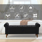 Banc de rangement capitonné à 62 boutons pour chambre à coucher, pouf moderne en tissu, banc de fenêtre, design à accoudoirs roulés pour chambre à coucher