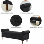 Banc de rangement capitonné à 62 boutons pour chambre à coucher, pouf moderne en tissu, banc de fenêtre, design à accoudoirs roulés pour chambre à coucher