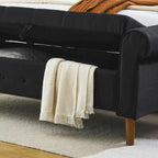 Banc de rangement capitonné à 62 boutons pour chambre à coucher, pouf moderne en tissu, banc de fenêtre, design à accoudoirs roulés pour chambre à coucher