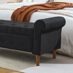 Banc de rangement capitonné à 62 boutons pour chambre à coucher, pouf moderne en tissu, banc de fenêtre, design à accoudoirs roulés pour chambre à coucher