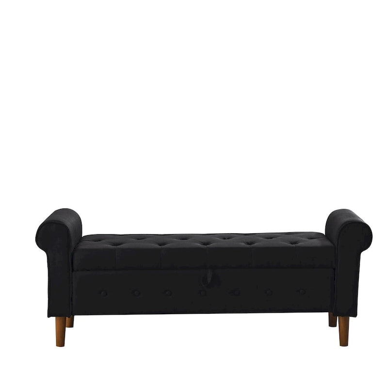 Banc de rangement capitonné à 62 boutons pour chambre à coucher, pouf moderne en tissu, banc de fenêtre, design à accoudoirs roulés pour chambre à coucher